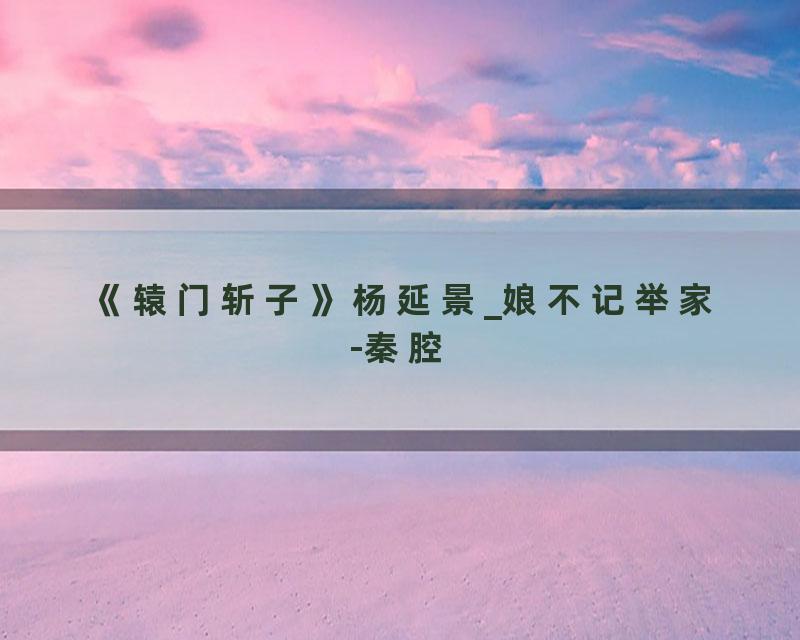 《辕门斩子》杨延景_娘不记举家-秦腔