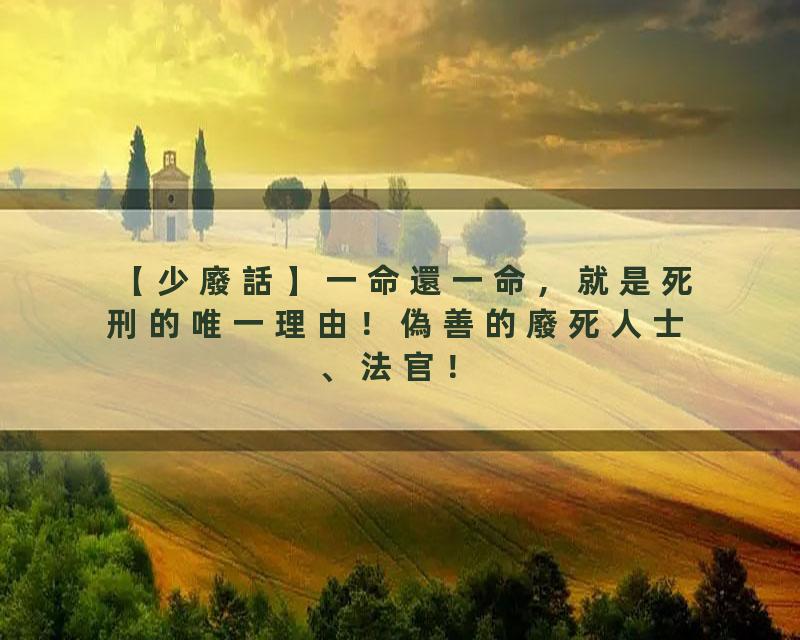 【少廢話】一命還一命，就是死刑的唯一理由！偽善的廢死人士、法官！