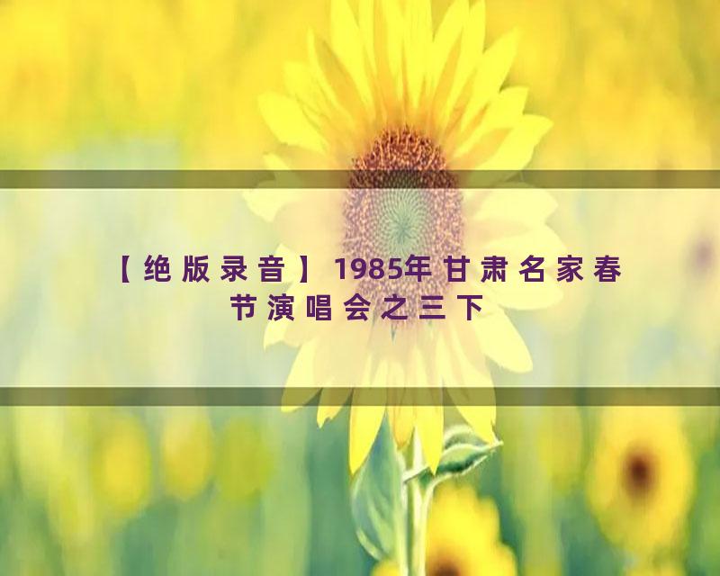 【绝版录音】1985年甘肃名家春节演唱会之三下