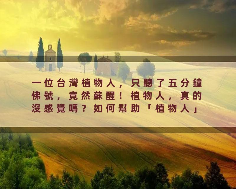 一位台灣植物人，只聽了五分鐘佛號，竟然蘇醒！植物人，真的沒感覺嗎？如何幫助「植物人」脫離困境？三位植物人真實故事