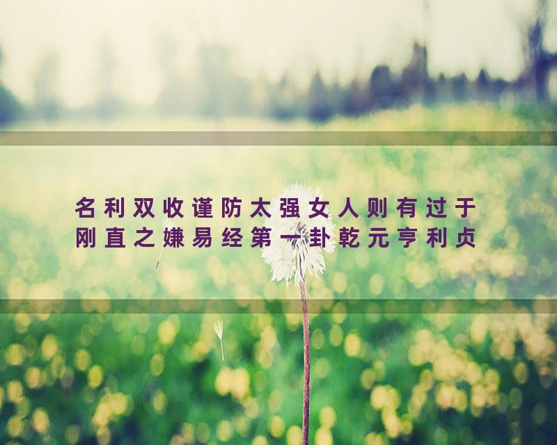 名利双收谨防太强女人则有过于刚直之嫌易经第一卦乾元亨利贞