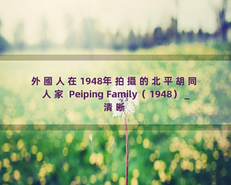 外國人在1948年拍攝的北平胡同人家 Peiping Family（1948）_清晰 480P