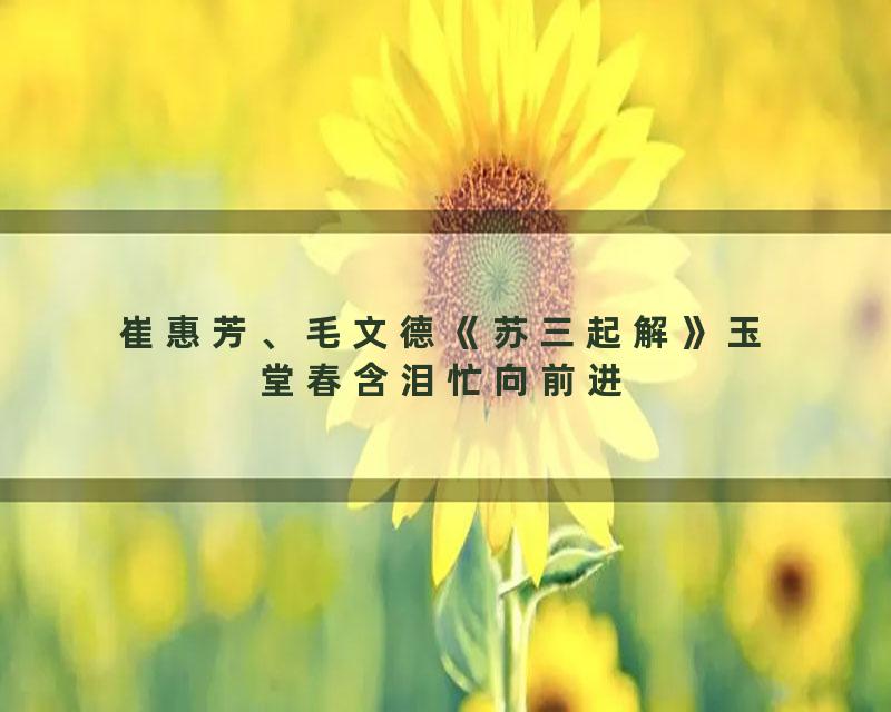 崔惠芳、毛文德《苏三起解》玉堂春含泪忙向前进