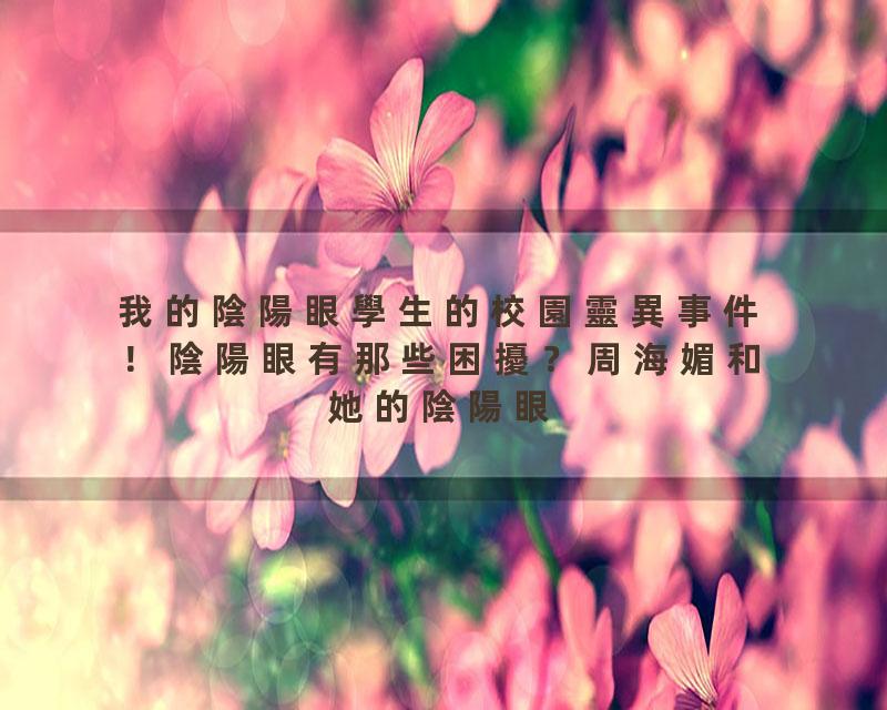 我的陰陽眼學生的校園靈異事件！陰陽眼有那些困擾？周海媚和她的陰陽眼