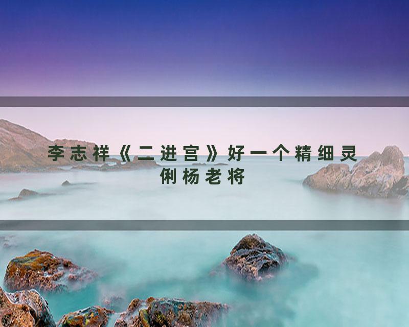 李志祥《二进宫》好一个精细灵俐杨老将