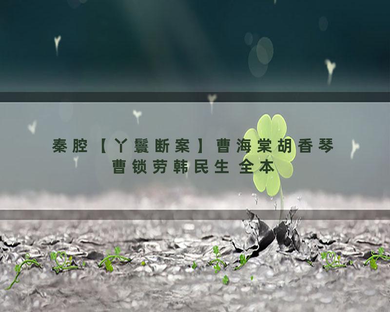 秦腔【丫鬟断案】曹海棠胡香琴曹锁劳韩民生 全本