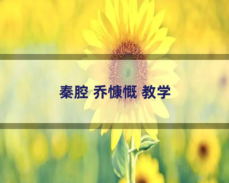秦腔 乔慷慨 教学