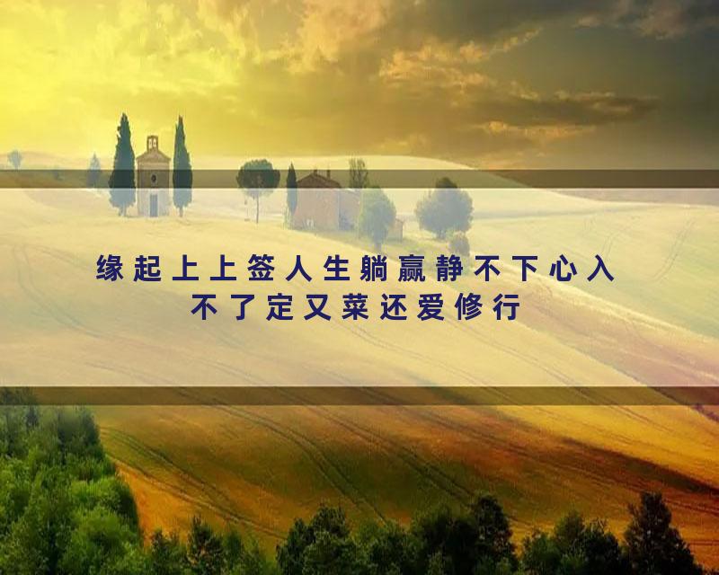 缘起上上签人生躺赢静不下心入不了定又菜还爱修行