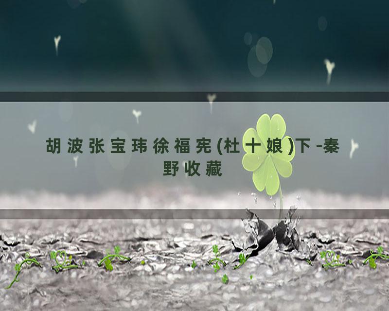 胡波张宝玮徐福宪(杜十娘)下-秦野收藏