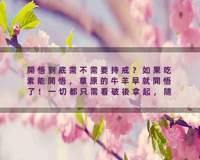 開悟到底需不需要持戒？如果吃素能開悟，草原的牛羊早就開悟了！一切都只需看破後拿起，隨順因緣！