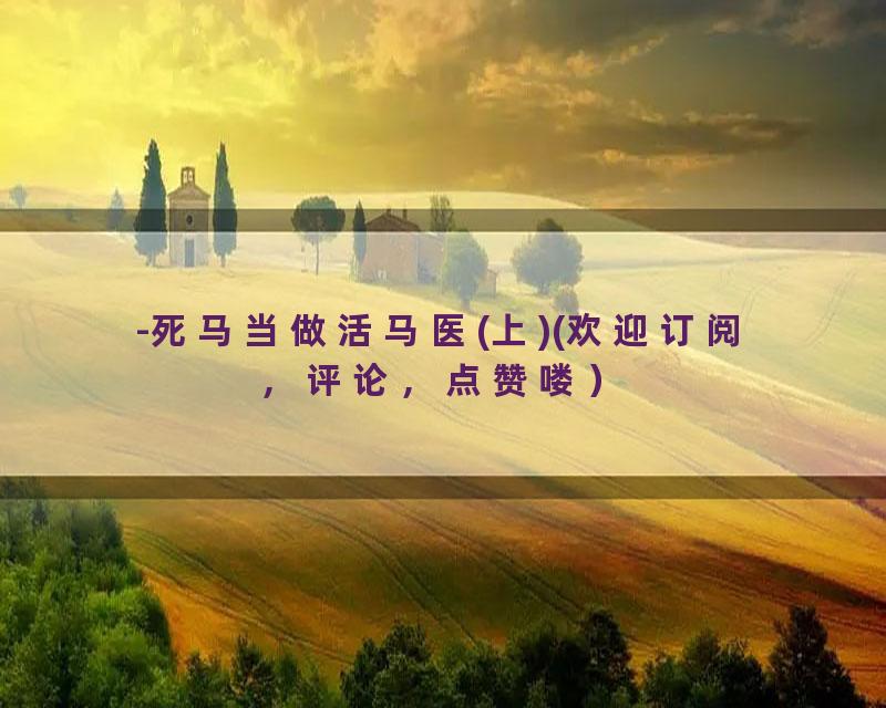 -死马当做活马医(上)(欢迎订阅，评论，点赞喽）