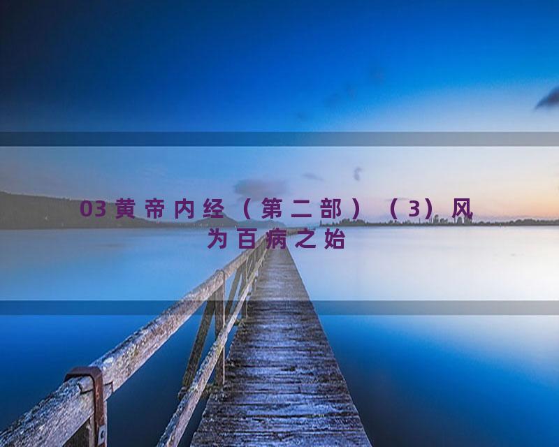 03 黄帝内经（第二部）（3）风为百病之始