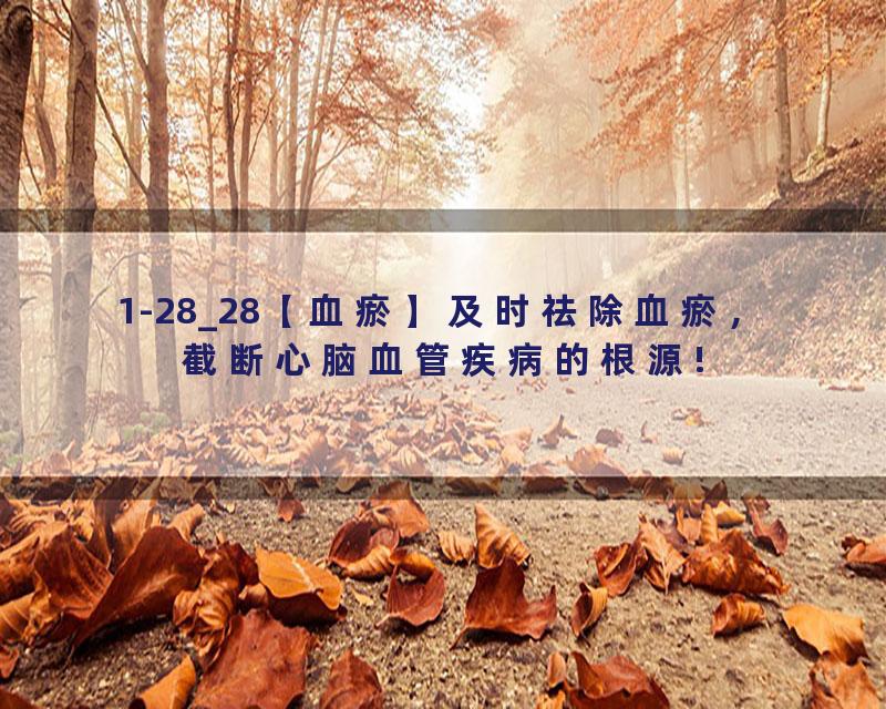 1-28_28【血瘀】及时祛除血瘀，截断心脑血管疾病的根源!