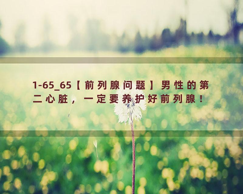 1-65_65【前列腺问题】男性的第二心脏，一定要养护好前列腺！