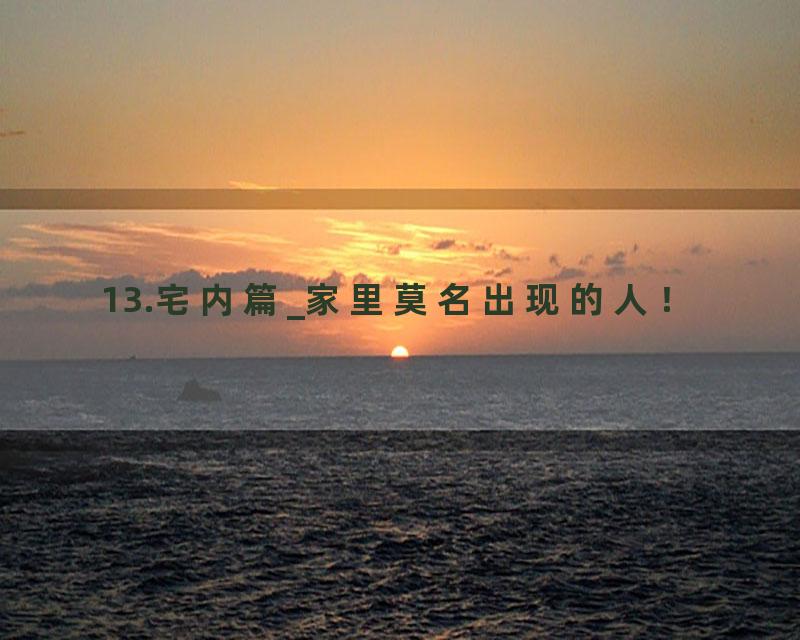 13.宅内篇_家里莫名出现的人！