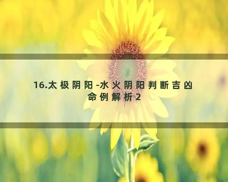 16.太极阴阳-水火阴阳判断吉凶命例解析2