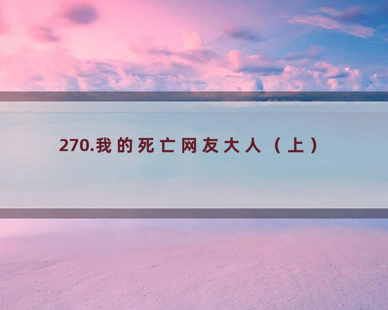 270.我的死亡网友大人（上）