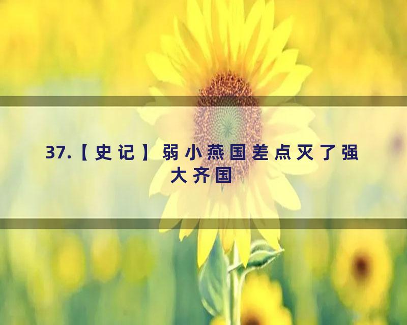 37.【史记】弱小燕国差点灭了强大齐国