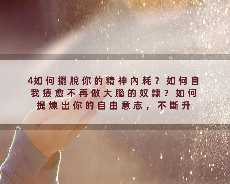 4如何擺脫你的精神內耗？如何自我療愈不再做大腦的奴隸？如何提煉出你的自由意志，不斷升維？