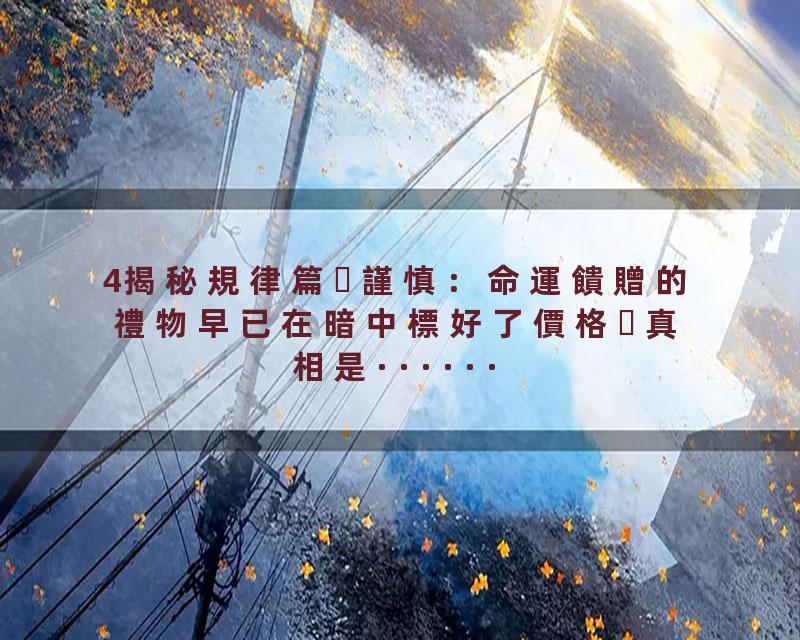 4揭秘規律篇謹慎：命運饋贈的禮物早已在暗中標好了價格真相是······