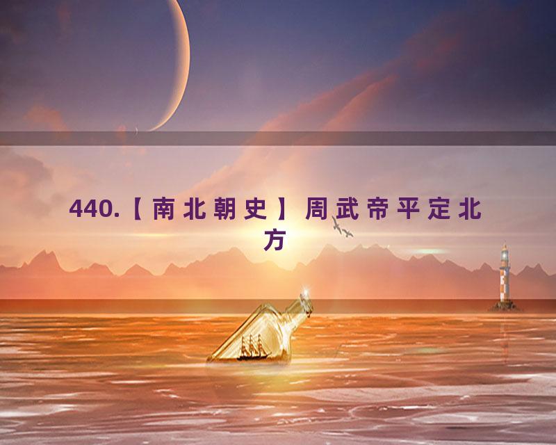 440.【南北朝史】周武帝平定北方