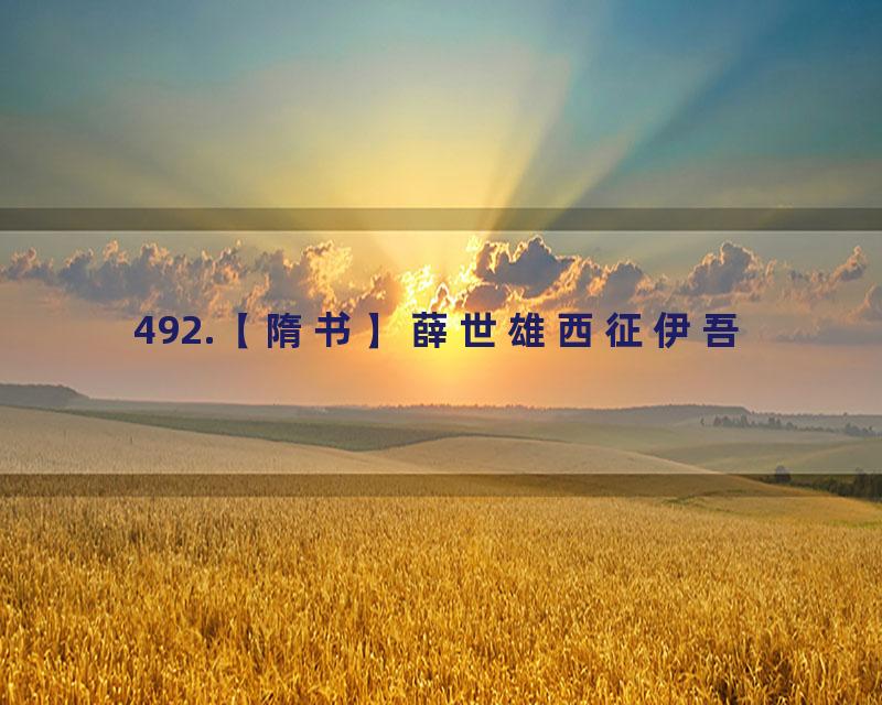 492.【隋书】薛世雄西征伊吾