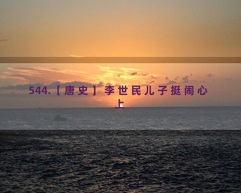 544.【唐史】李世民儿子挺闹心 上