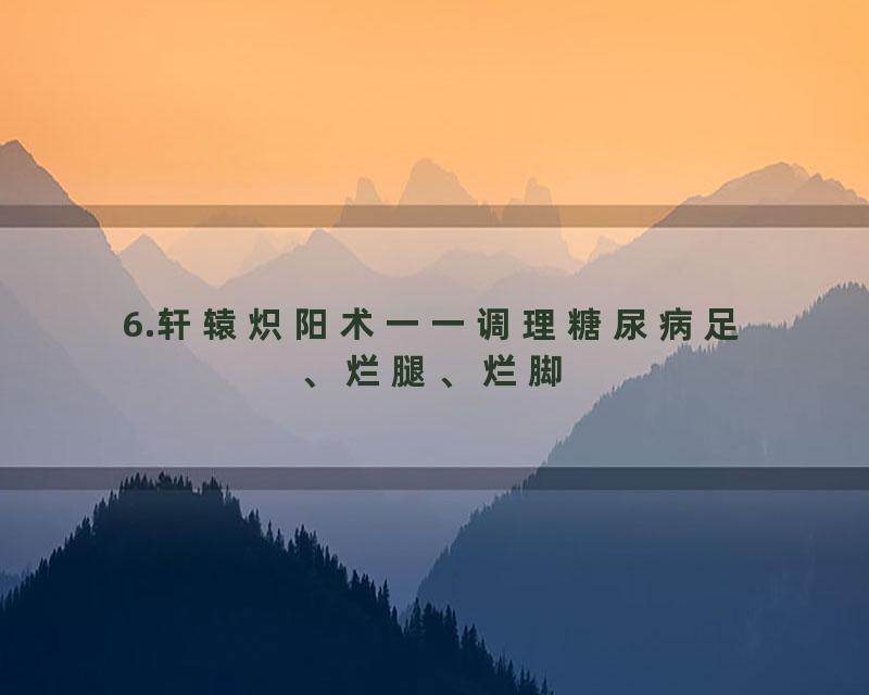 6.轩辕炽阳术一一调理糖尿病足、烂腿、烂脚