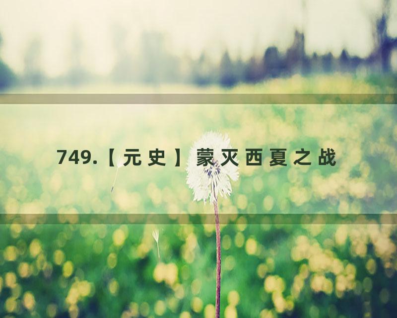 749.【元史】蒙灭西夏之战
