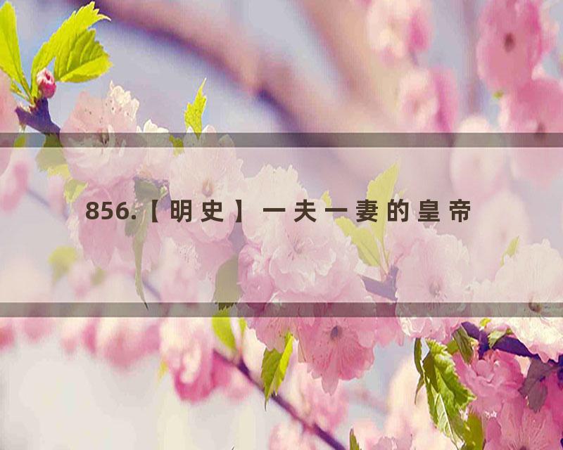856.【明史】一夫一妻的皇帝