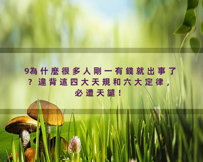 9為什麼很多人剛一有錢就出事了？違背這四大天規和六大定律，必遭天譴！